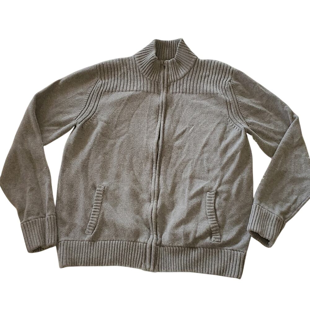 2/$30 Hema Grey Gray Zip-front High-neck Long-sleeved Sweater Pockets Size XXL